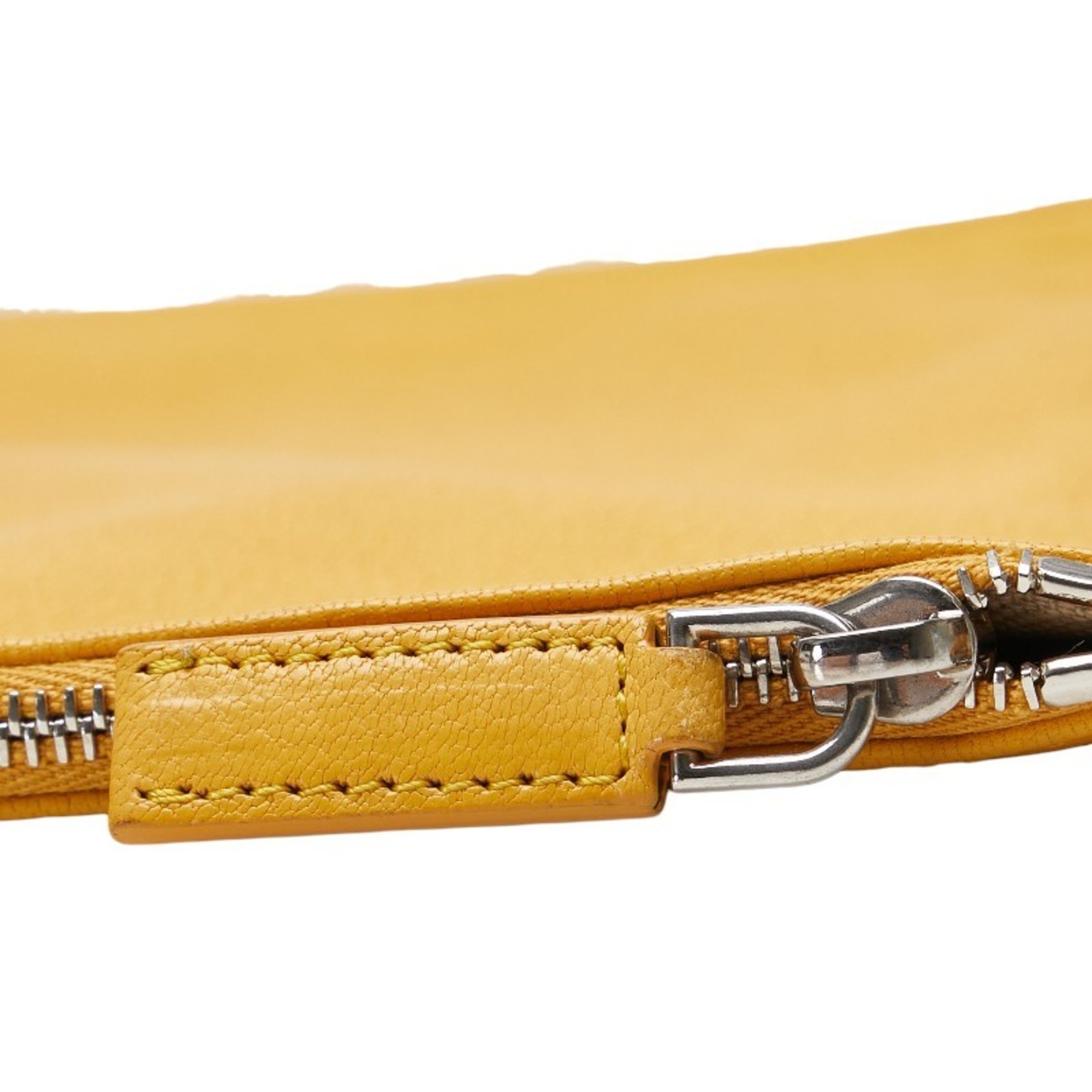 Givenchy Clutch Bag Second TE0134 Yellow Leather Women's