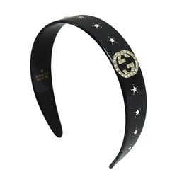 GUCCI Gucci Interlocking G Headband Black 628716 I12GO 8520 Rhinestone Women's