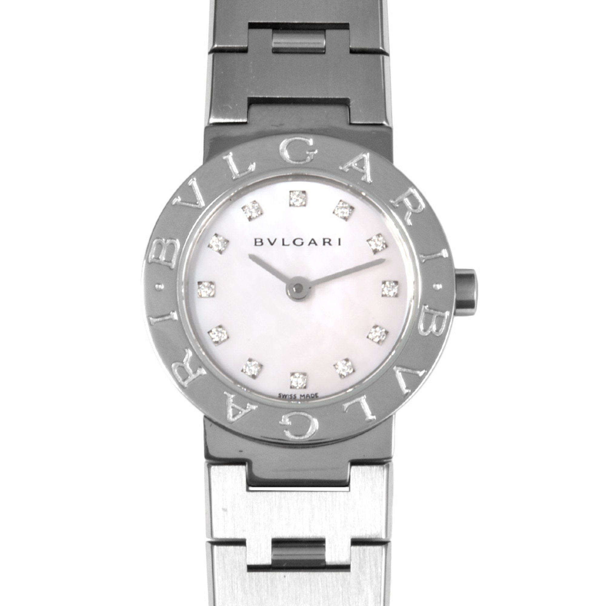 BVLGARI BB23SS Date Watch Quartz Shell Dial 12P Diamond Ladies