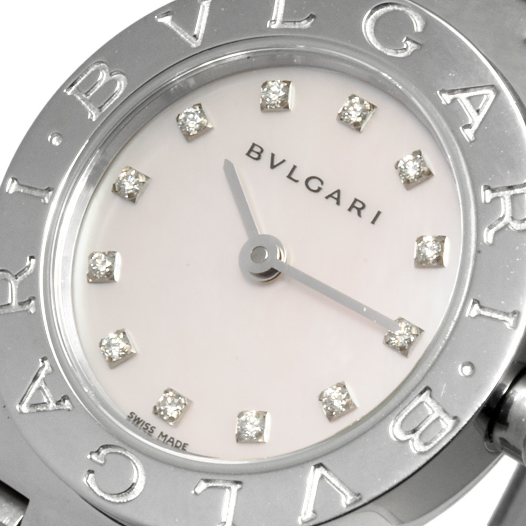 BVLGARI BB23SS Date Watch Quartz Shell Dial 12P Diamond Ladies