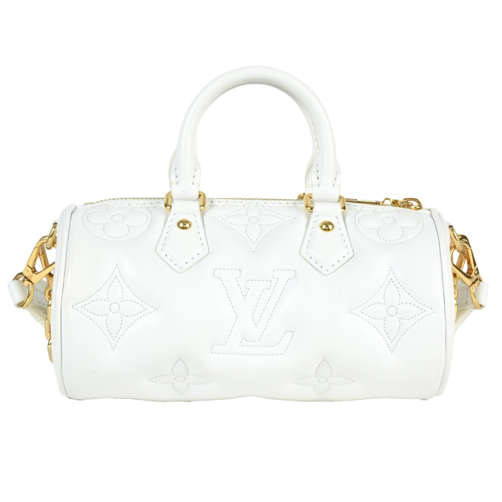 LOUIS VUITTON Papillon BB Bubble Gram Shoulder Bag 3WAY Calfskin M59827 White RFID Handbag