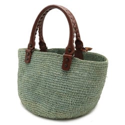 BALENCIAGA Balenciaga Basket Bag Tote Handbag Straw Raffia Mint Blue Brown 236741