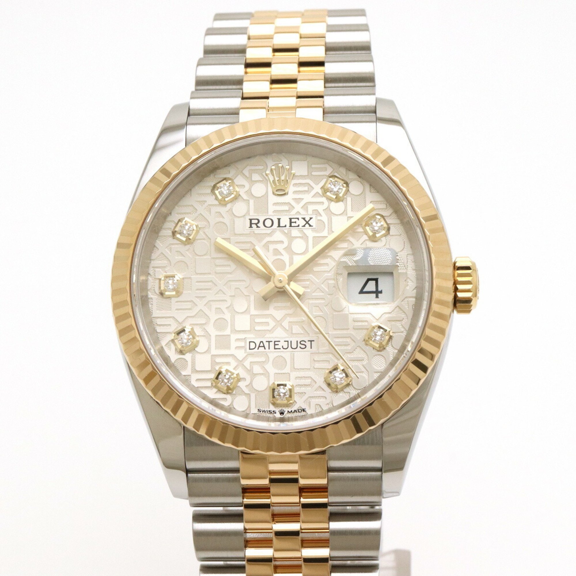 ROLEX Rolex Datejust Silver Computer Dial SS K18YG 10P Diamond Combi Ladies AT Automatic Watch 126233G