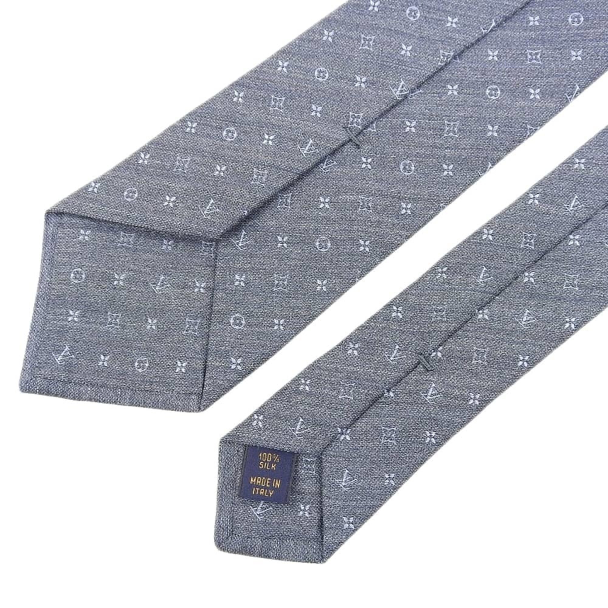 LOUIS VUITTON Monogram Necktie M76832 Men's Silk Grey