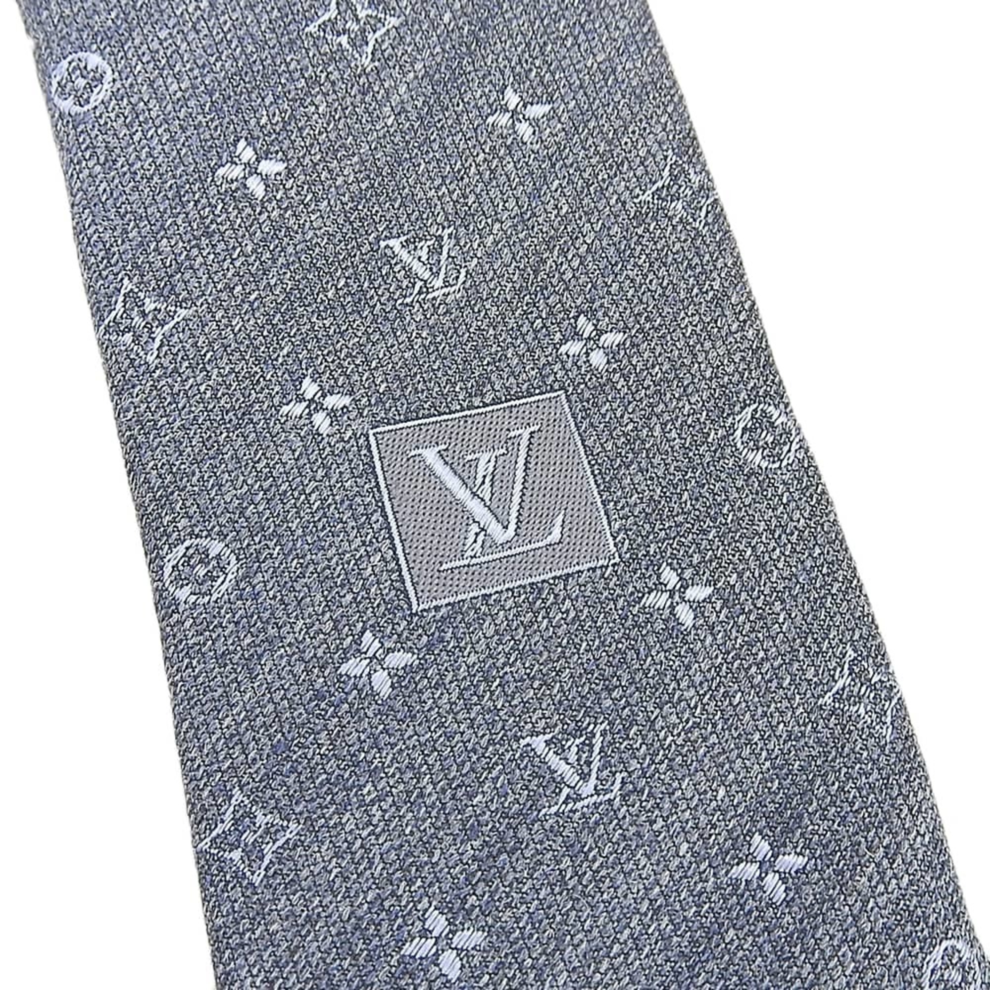 LOUIS VUITTON Monogram Necktie M76832 Men's Silk Grey