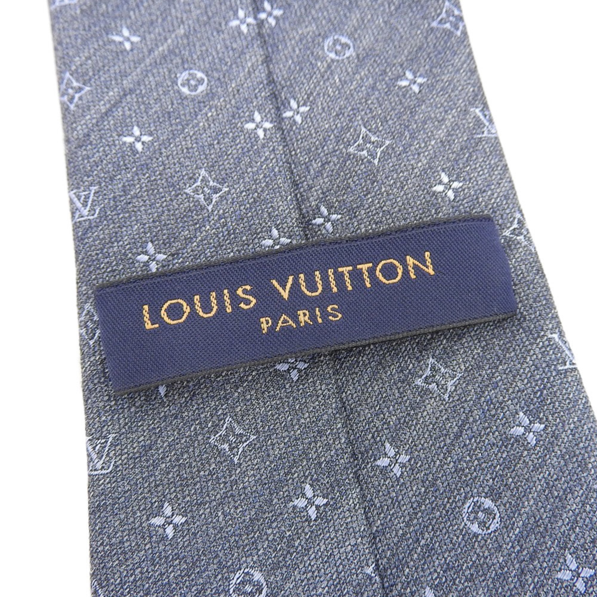 LOUIS VUITTON Monogram Necktie M76832 Men's Silk Grey