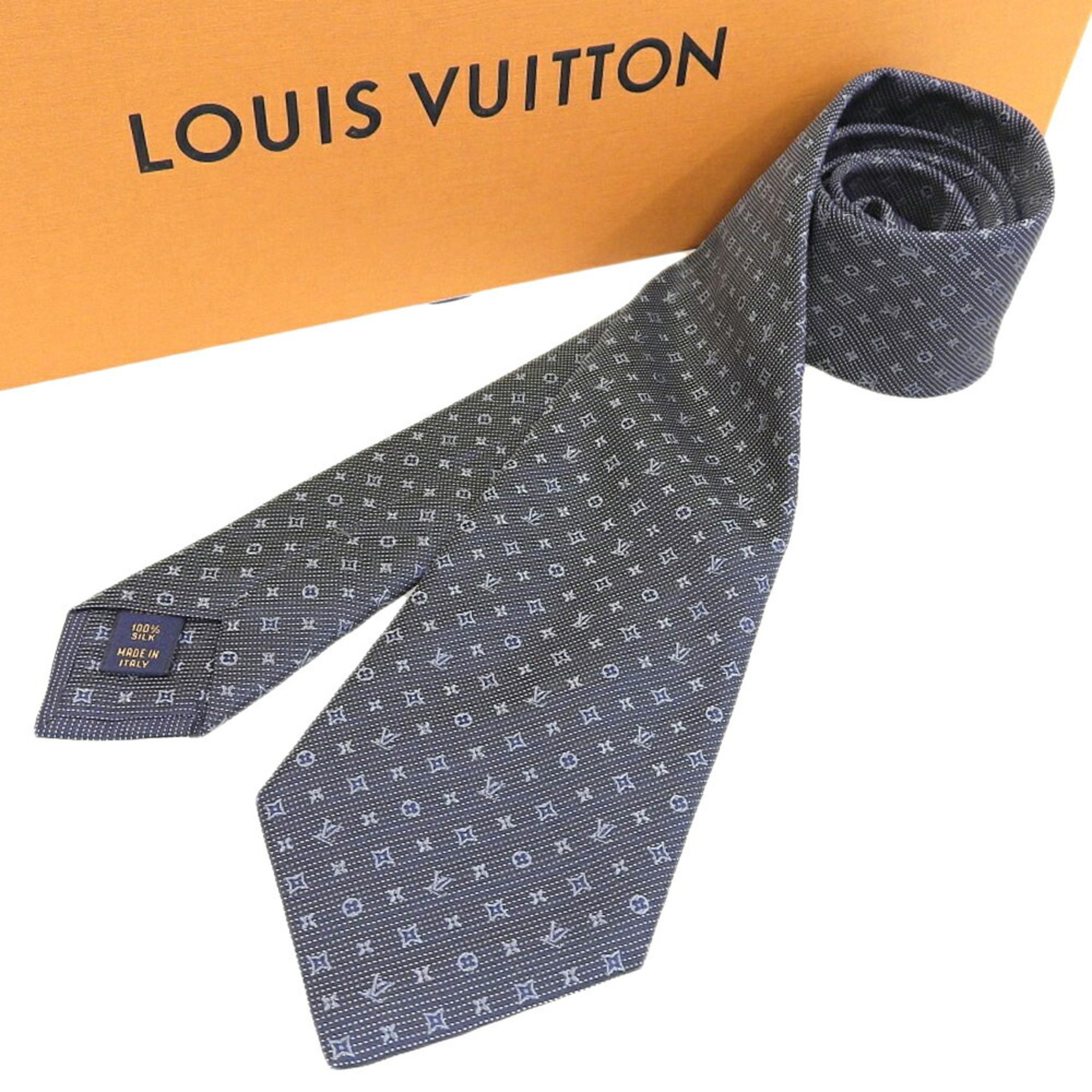 LOUIS VUITTON Cravate Monogram Classic 8CM M70952 Men's Necktie, Silk, Navy