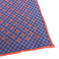 GUCCI Interlocking G Clover Motif Handkerchief 604097 4GA57 Silk Navy x Red