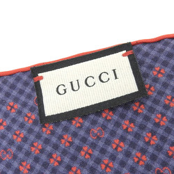 GUCCI Interlocking G Clover Motif Handkerchief 604097 4GA57 Silk Navy x Red