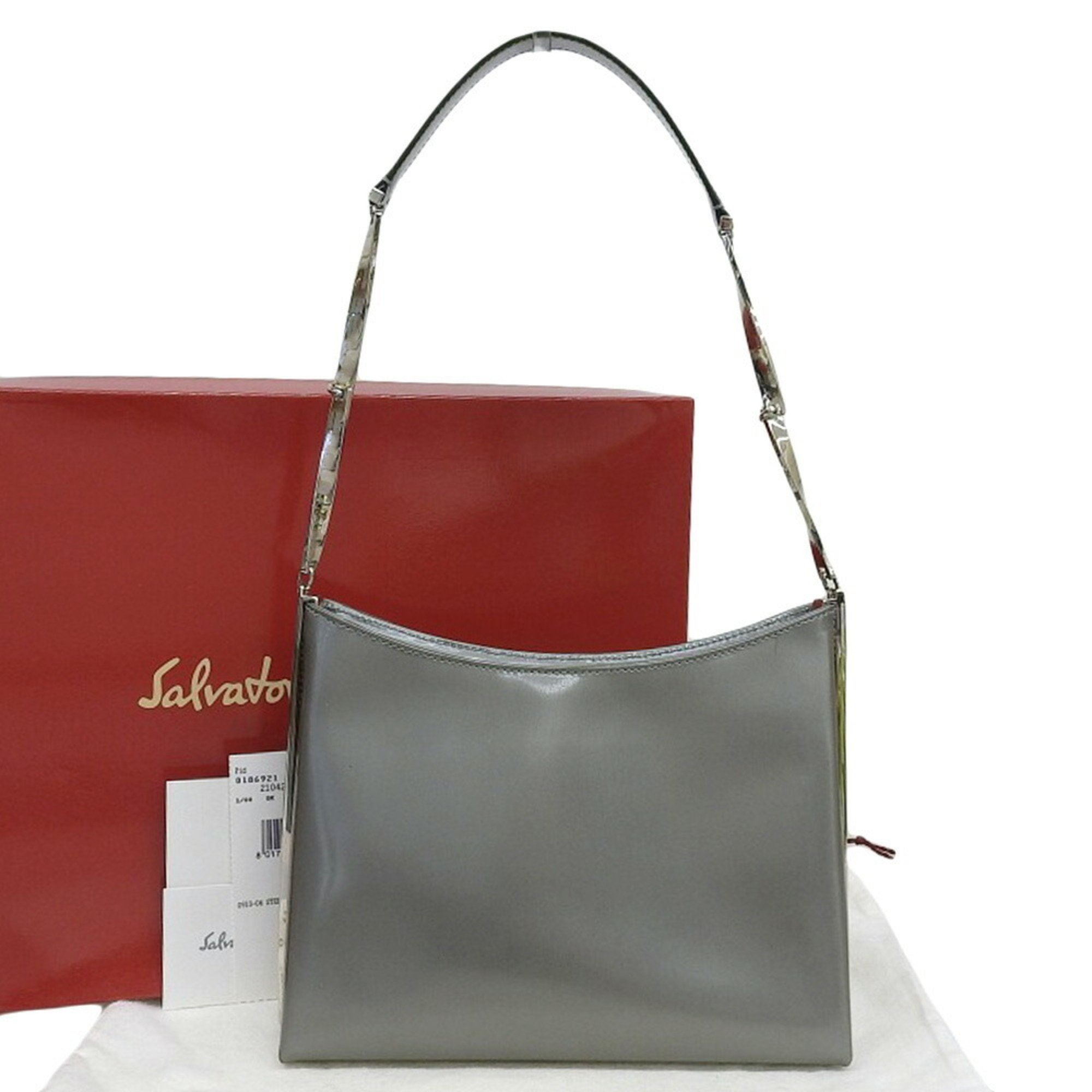 Salvatore Ferragamo SALVATORE FERRAGAMO Bag BK 21 0245 Leather Silver