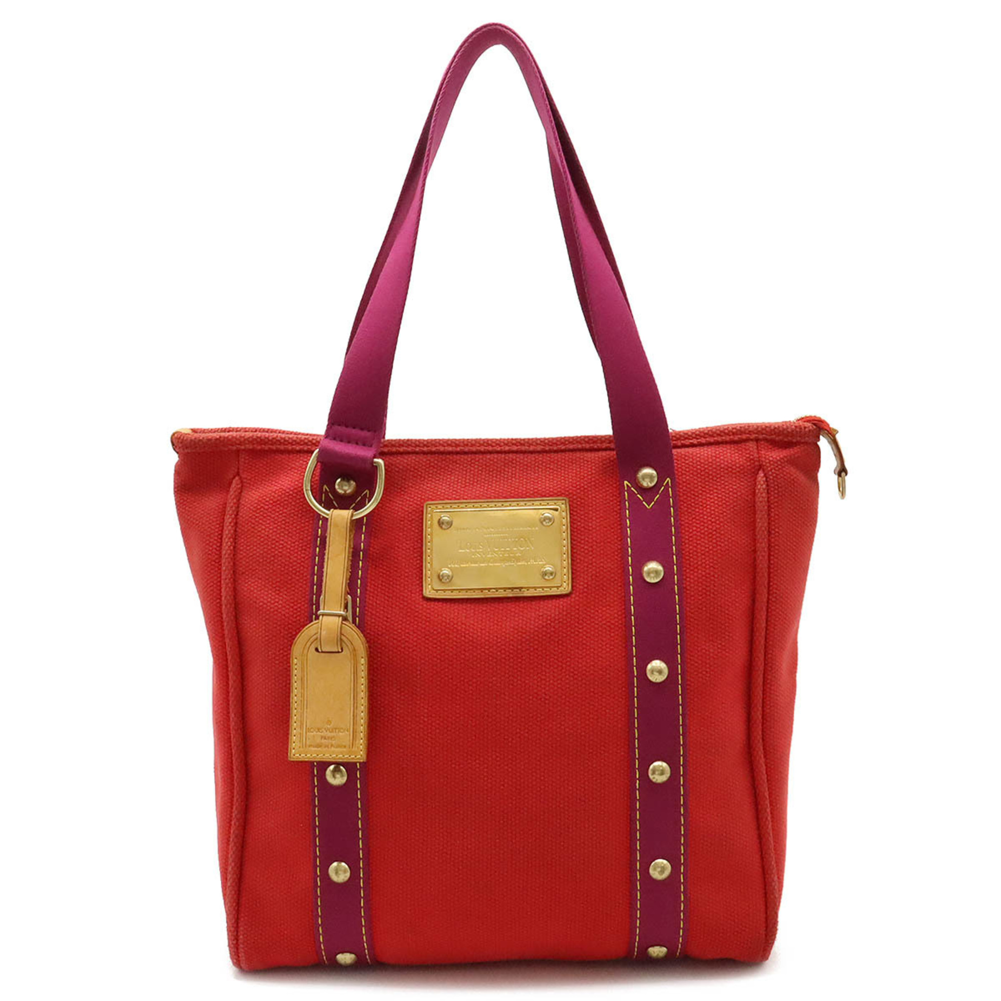 LOUIS VUITTON Louis Vuitton Antigua Line Cabas MM Tote Bag Shoulder Canvas Rouge Red Purple M40034