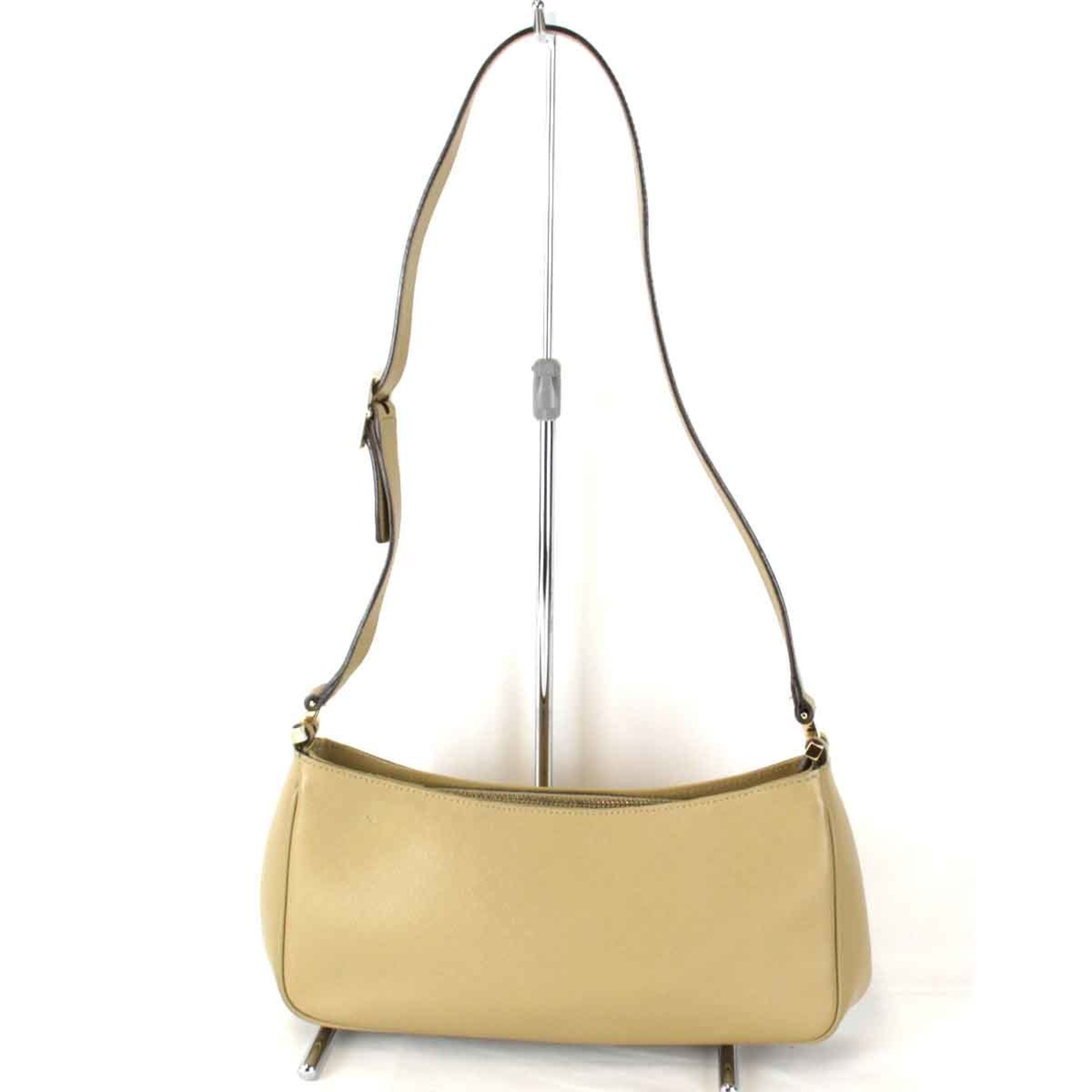 GUCCI Micro GG 001.4152 203998 Shoulder Bag Leather Beige Women's