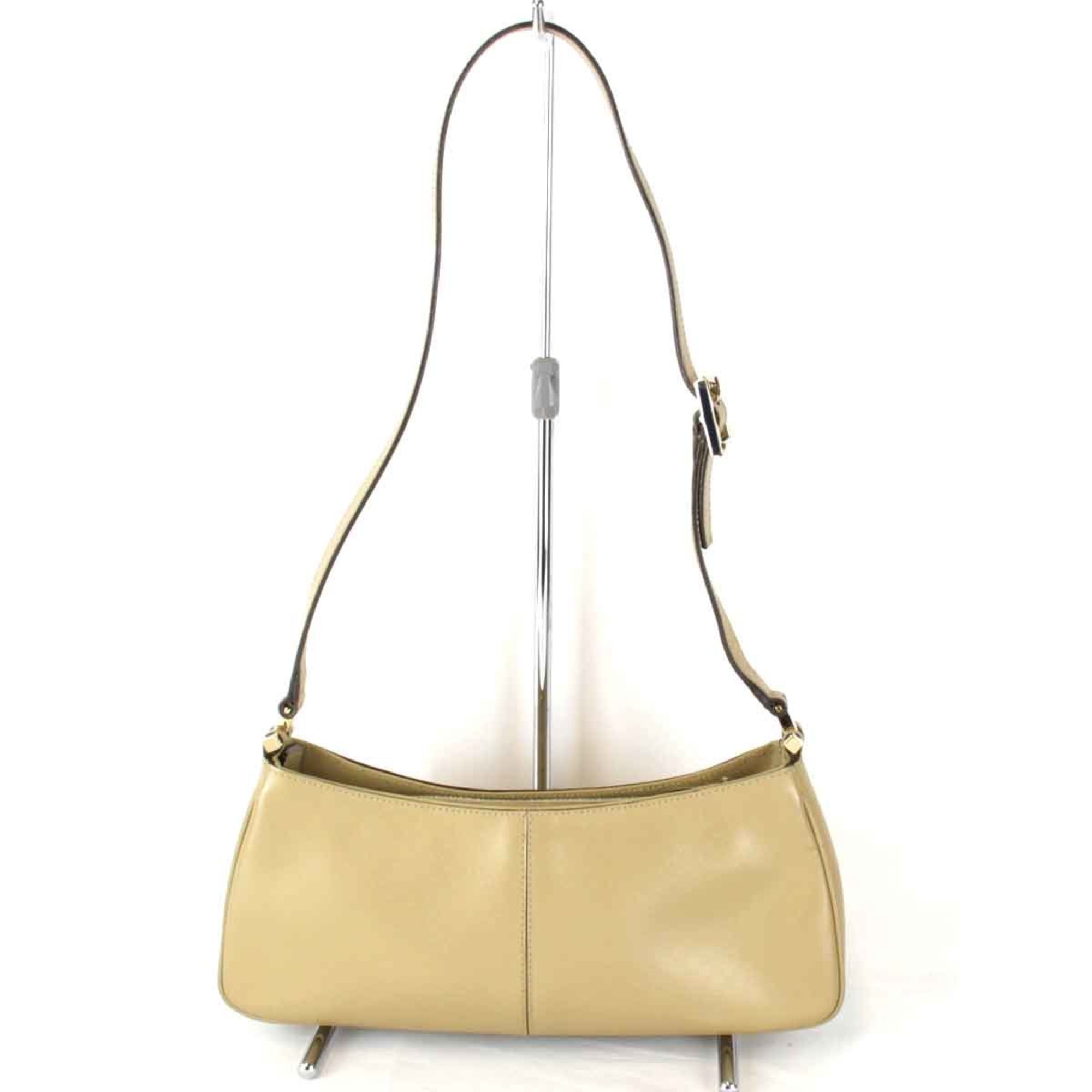 GUCCI Micro GG 001.4152 203998 Shoulder Bag Leather Beige Women's