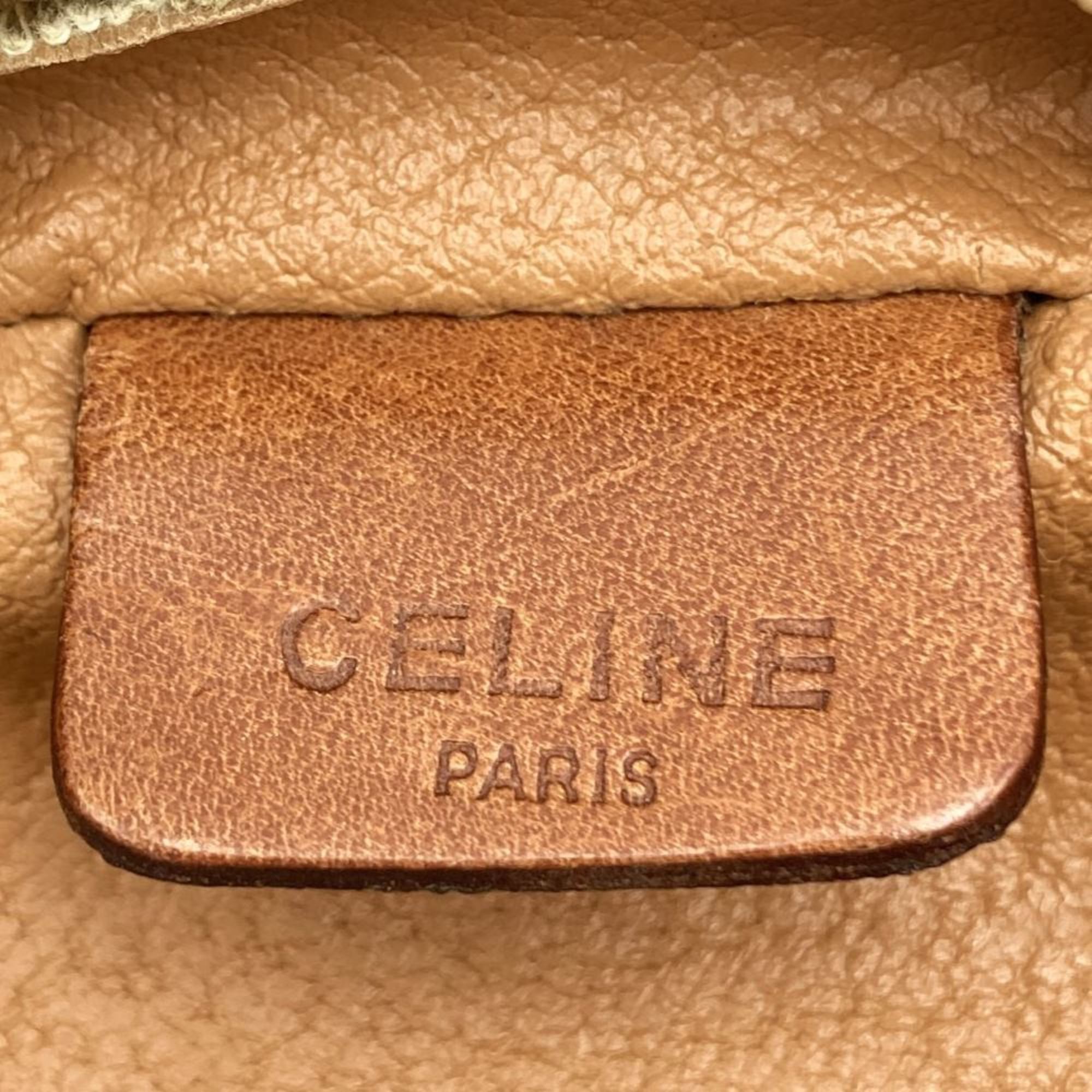 CELINE M09 Shoulder Bag Pochette Macadam Brown Leather Women's