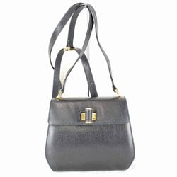 Salvatore Ferragamo Shoulder Bag Leather Dark Navy Women's