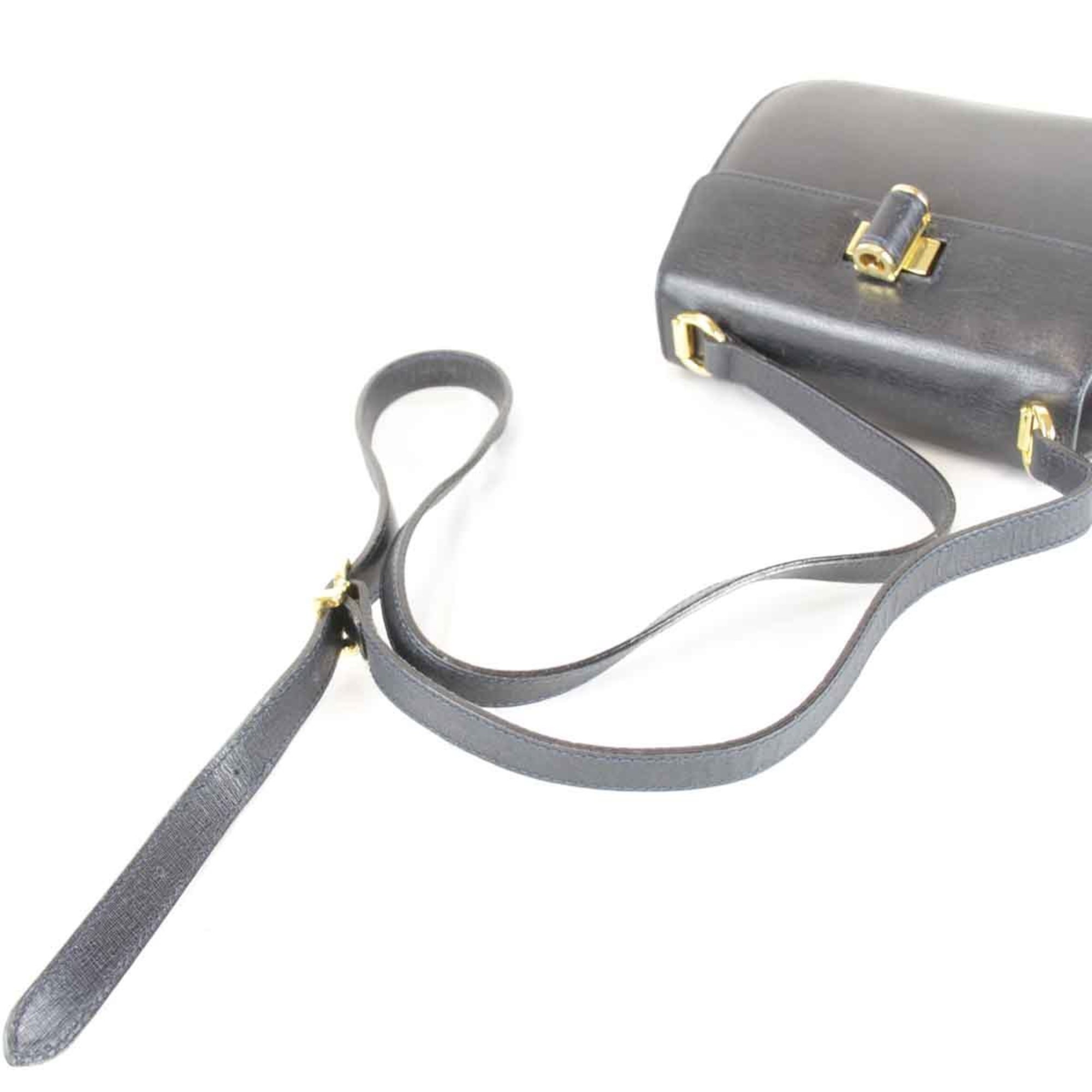 Salvatore Ferragamo Shoulder Bag Leather Dark Navy Women's