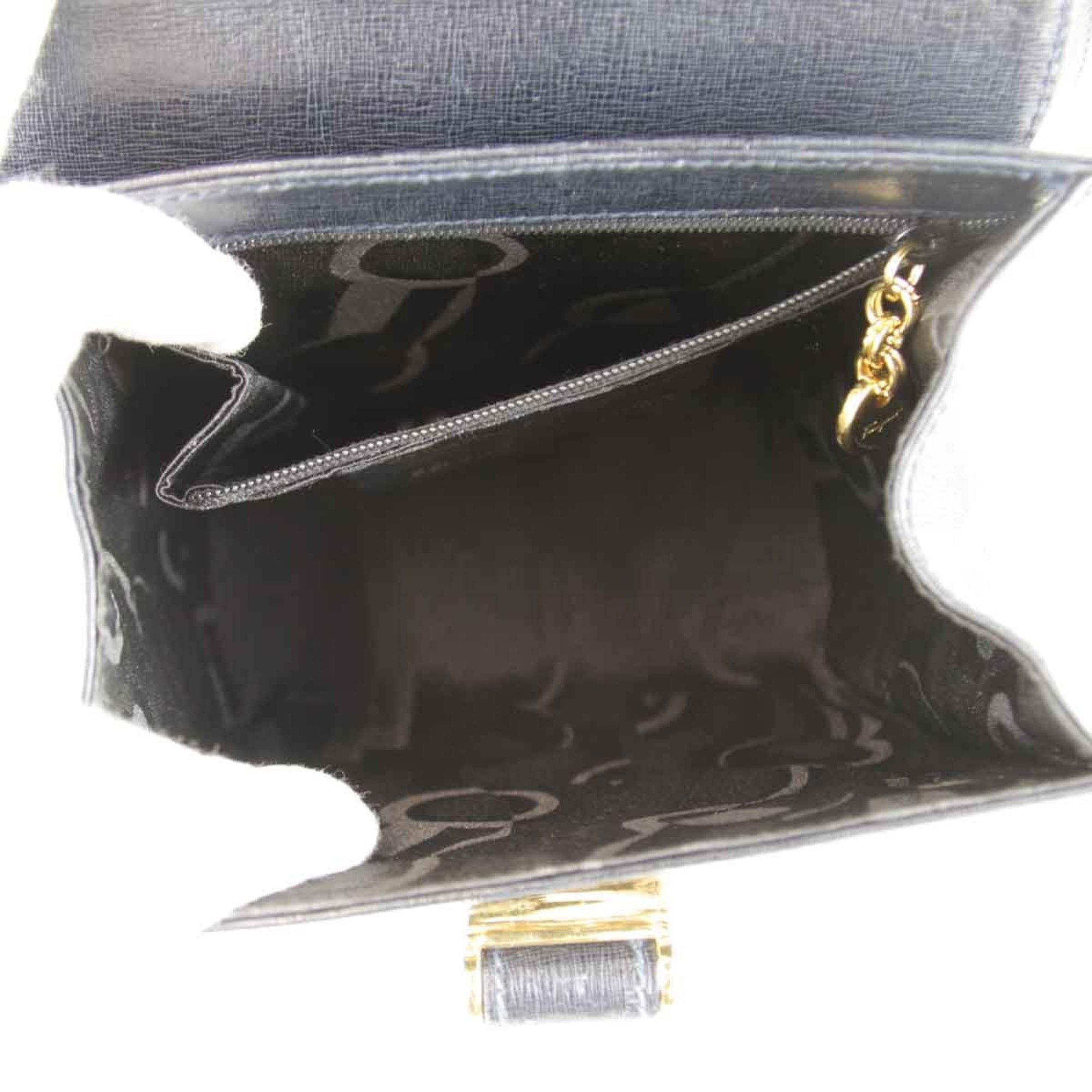 Salvatore Ferragamo Shoulder Bag Leather Dark Navy Women's