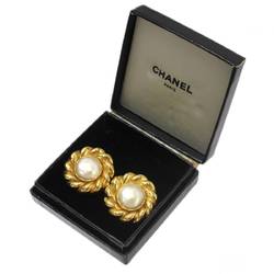 CHANEL Chanel Mabe pearl earrings, gold plated, large, round design, for women