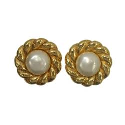 CHANEL Chanel Mabe pearl earrings, gold plated, large, round design, for women