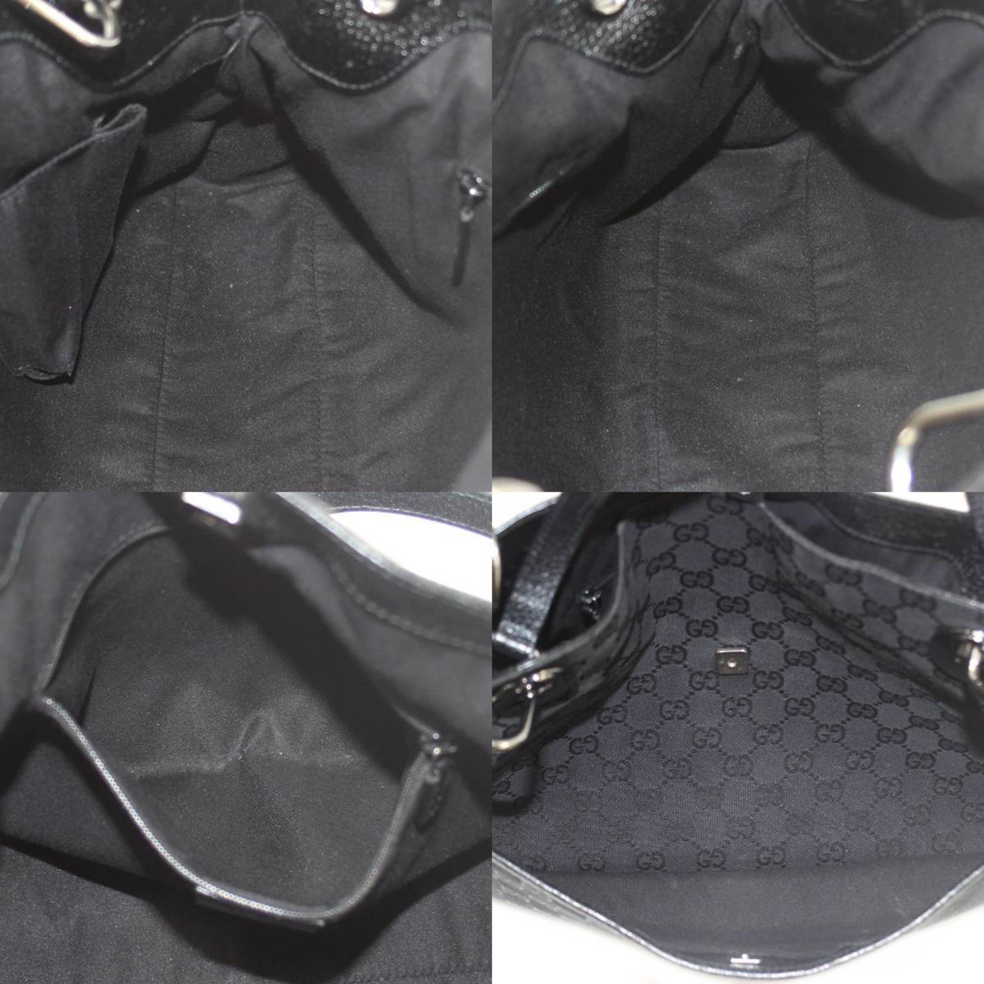 GUCCI Gucci Handbag GG Canvas Black 121023・1956