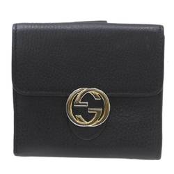 GUCCI Gucci Interlocking W Bi-fold Wallet Leather Black 598167