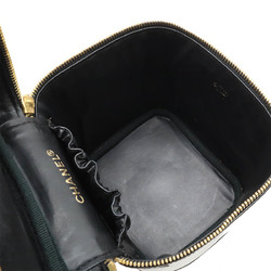 CHANEL Coco Mark Vanity Bag Handbag Pouch Enamel Patent Leather Black A01998