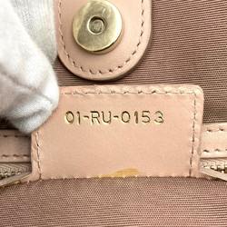 Christian Dior Lady Handbag Pink Women's Leather Coated Canvas