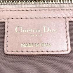 Christian Dior Lady Handbag Pink Women's Leather Coated Canvas