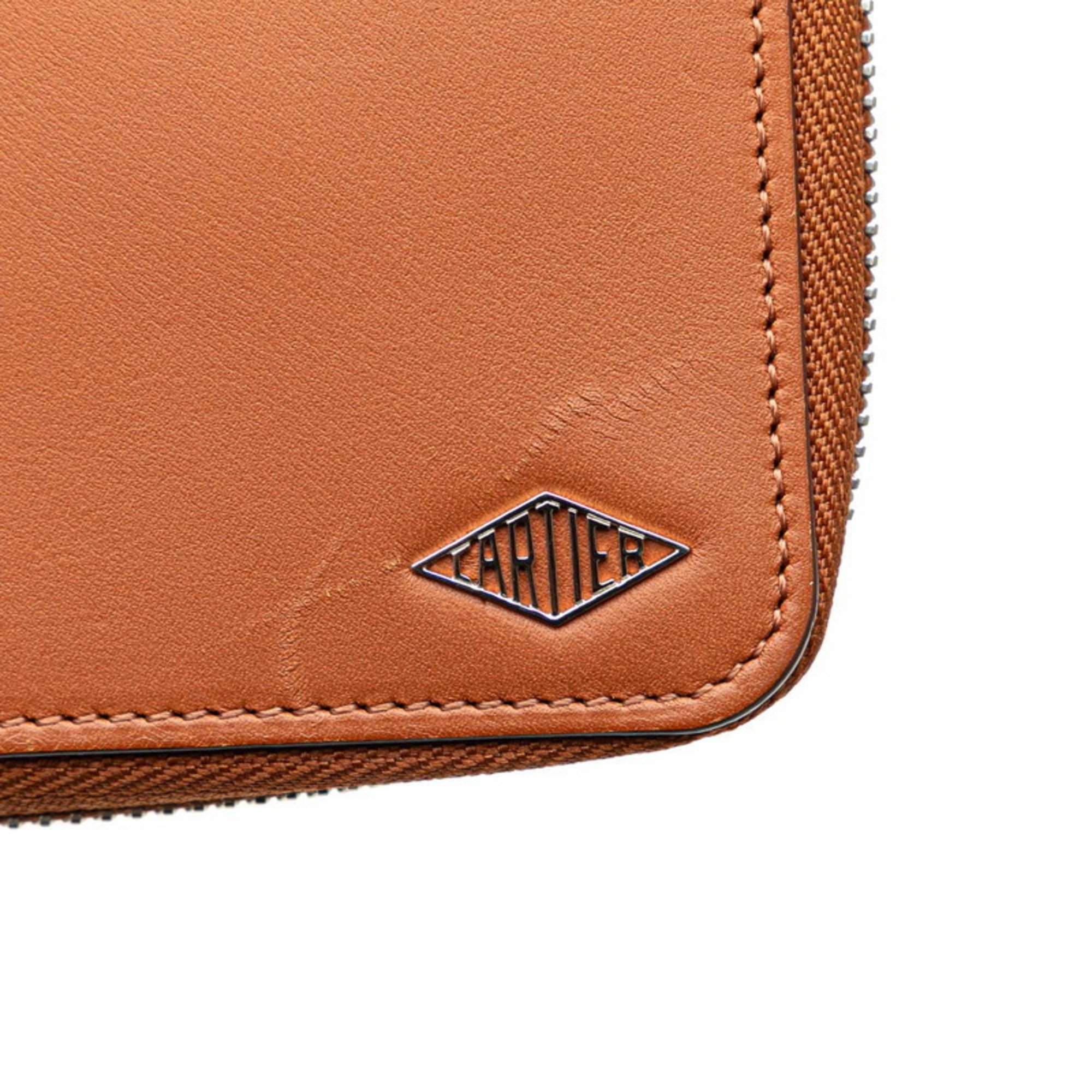 CARTIER Long Wallet Brown Leather Women's