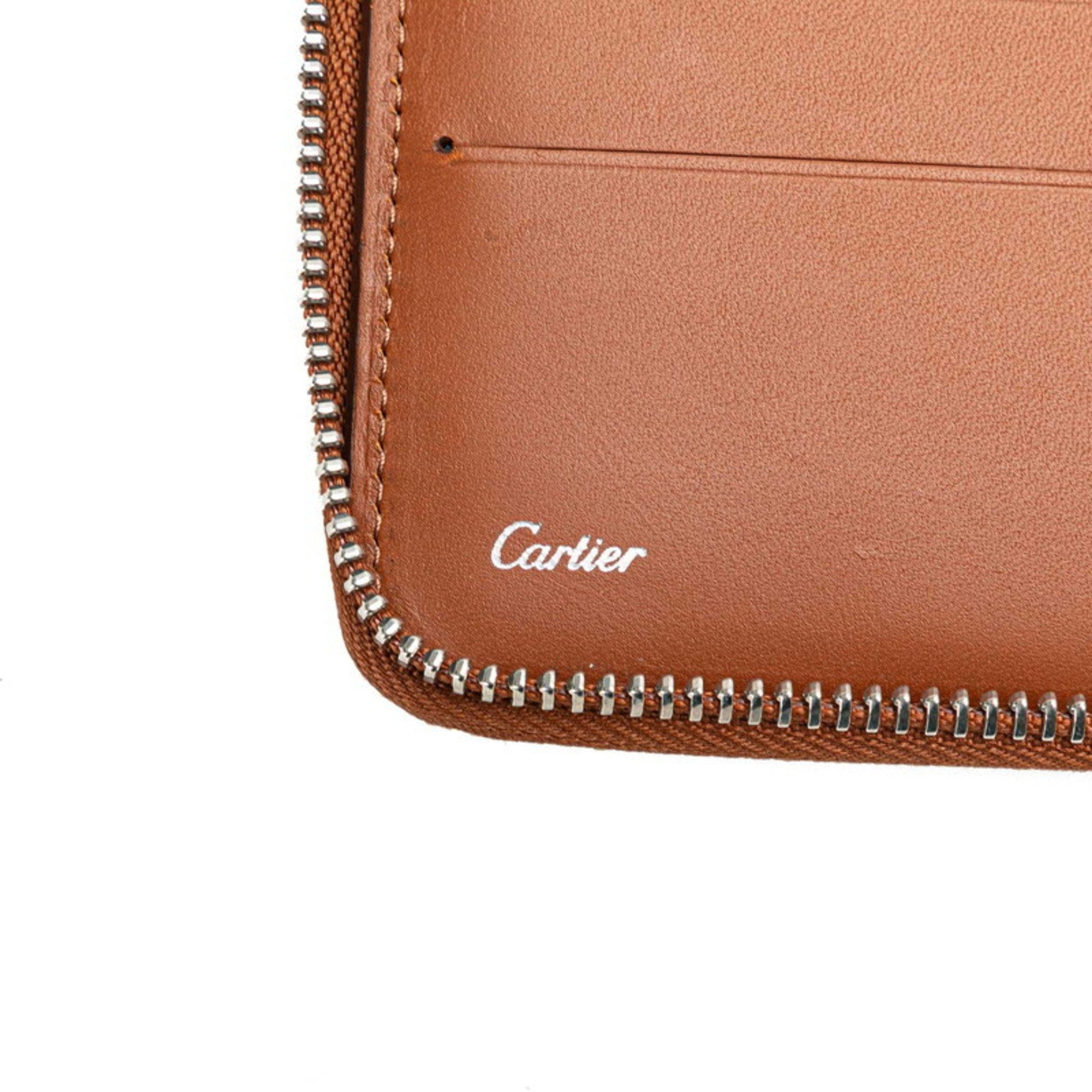 CARTIER Long Wallet Brown Leather Women's