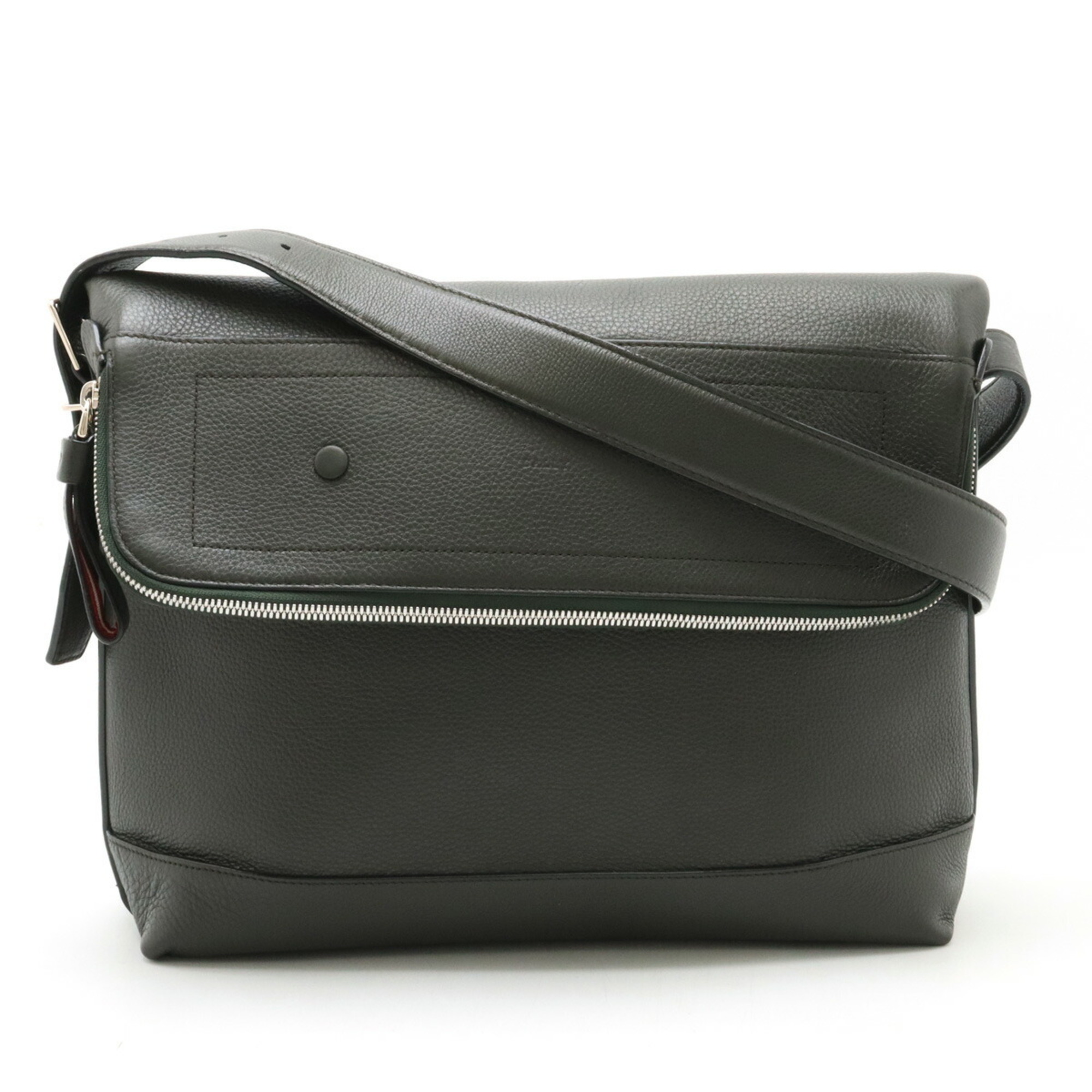 BALLY Shoulder bag, leather, dark khaki