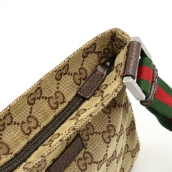 GUCCI Gucci GG Canvas Sherry Line Web Shoulder Bag Pochette Khaki Beige Dark Brown 146309