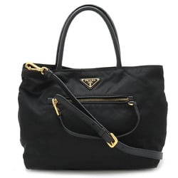 PRADA Prada Tote Bag Handbag Shoulder Nylon Leather NERO Black BN1825