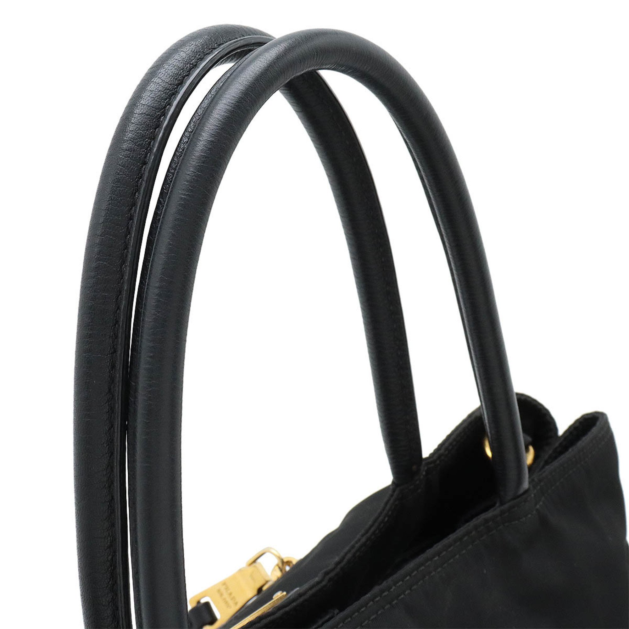 PRADA Prada Tote Bag Handbag Shoulder Nylon Leather NERO Black BN1825