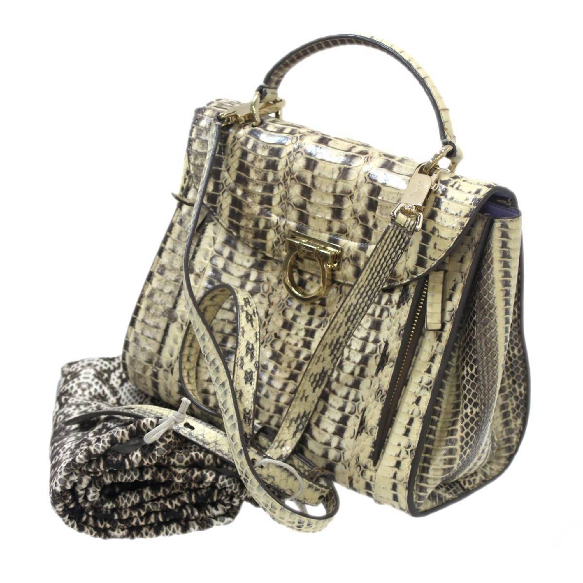 Salvatore Ferragamo Ferragamo Gancini 2way handbag/shoulder bag with embossed snakeskin pattern RM21G953