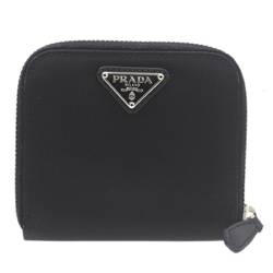 PRADA Prada Bi-fold Round Wallet Black 1M0522 Guarantee Card