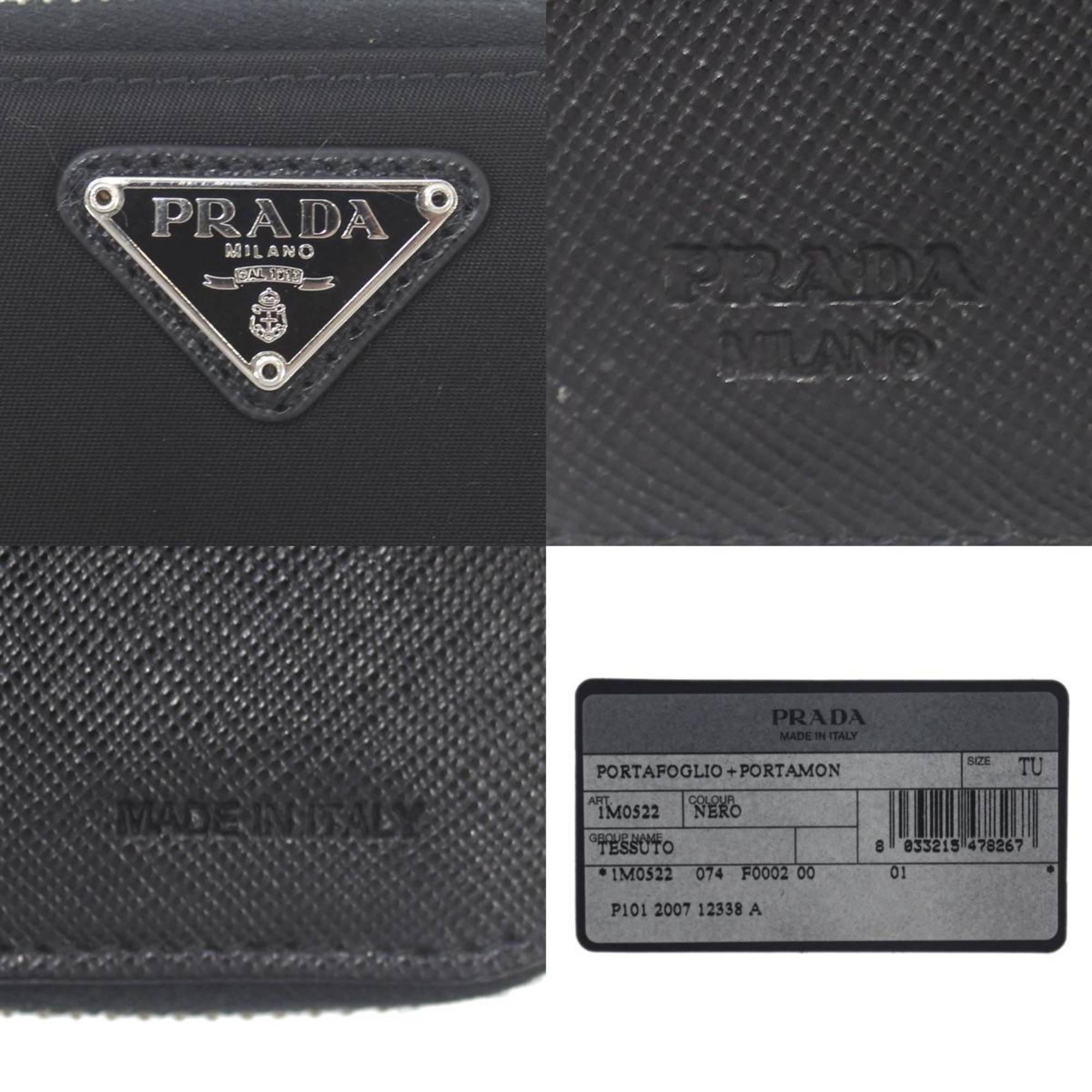 PRADA Prada Bi-fold Round Wallet Black 1M0522 Guarantee Card