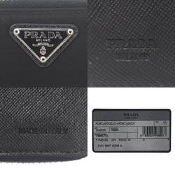 PRADA Prada Bi-fold Round Wallet Black 1M0522 Guarantee Card