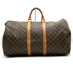 LOUIS VUITTON M41414 Keepall Bandouliere 55 Boston Bag 2way Brown Monogram Women's Men's