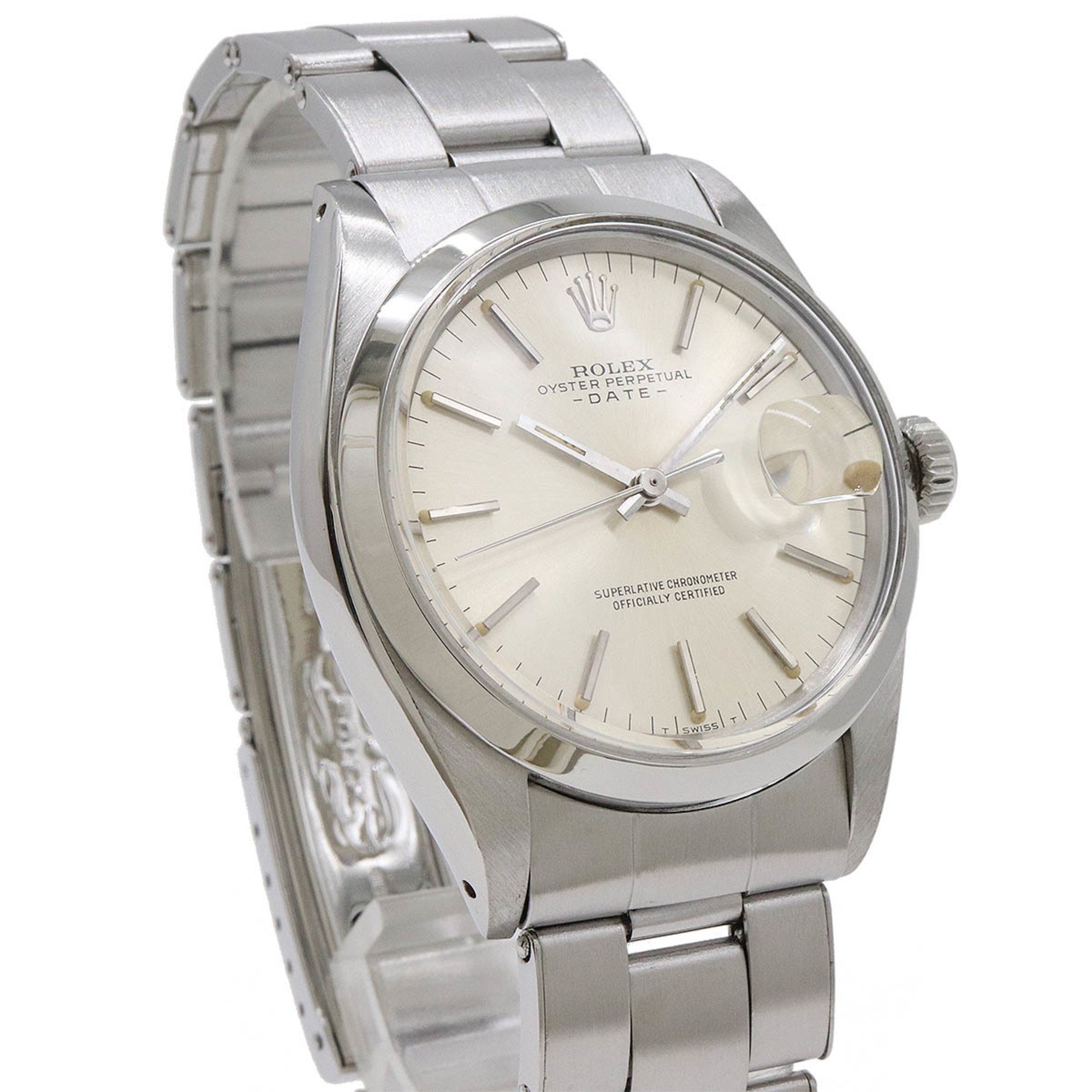 ROLEX Rolex Oyster Perpetual Date Silver Dial SS Men's AT Automatic Watch No. 19 1500