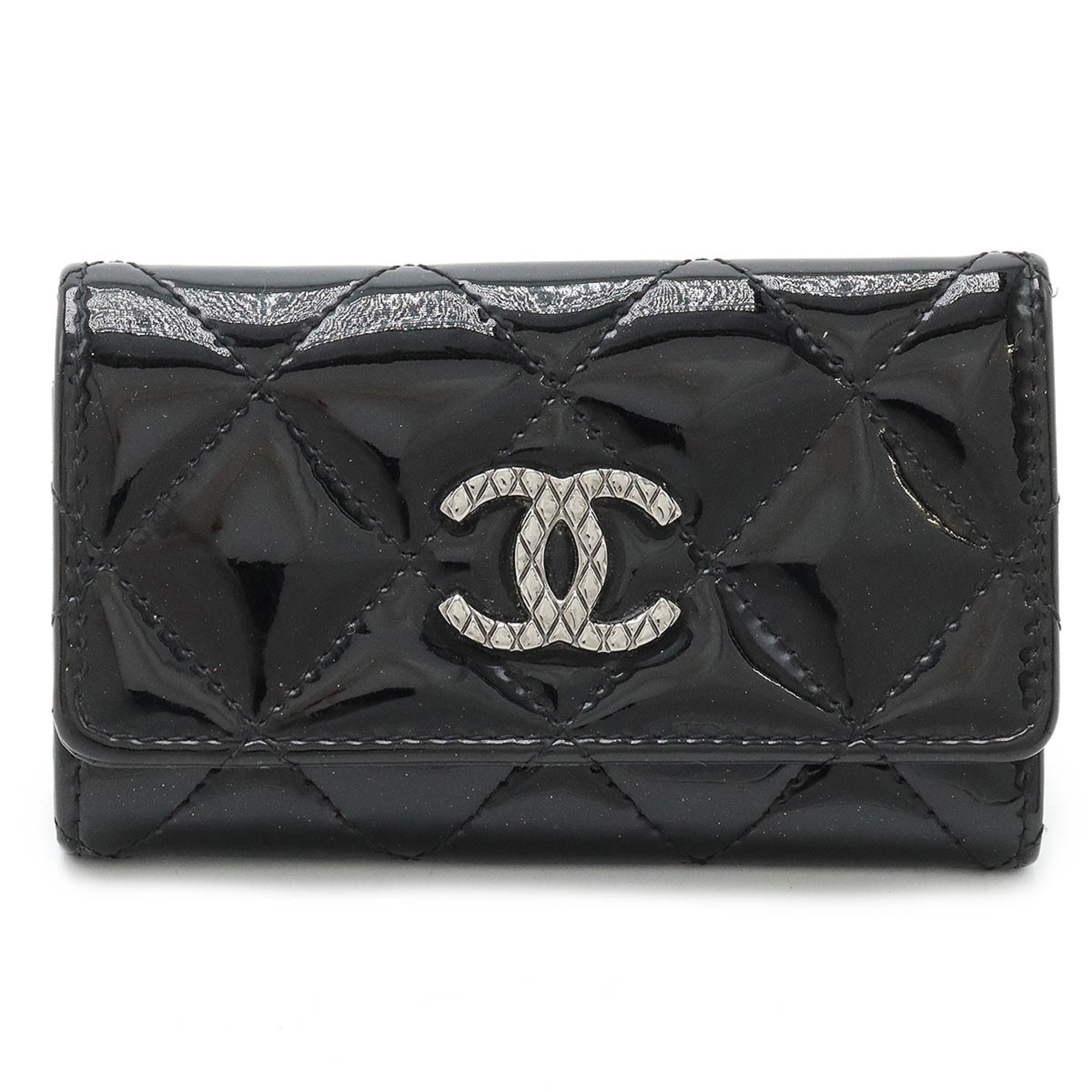 CHANEL Brilliant Coco Mark 6-ring Key Case Patent Leather Black A68948