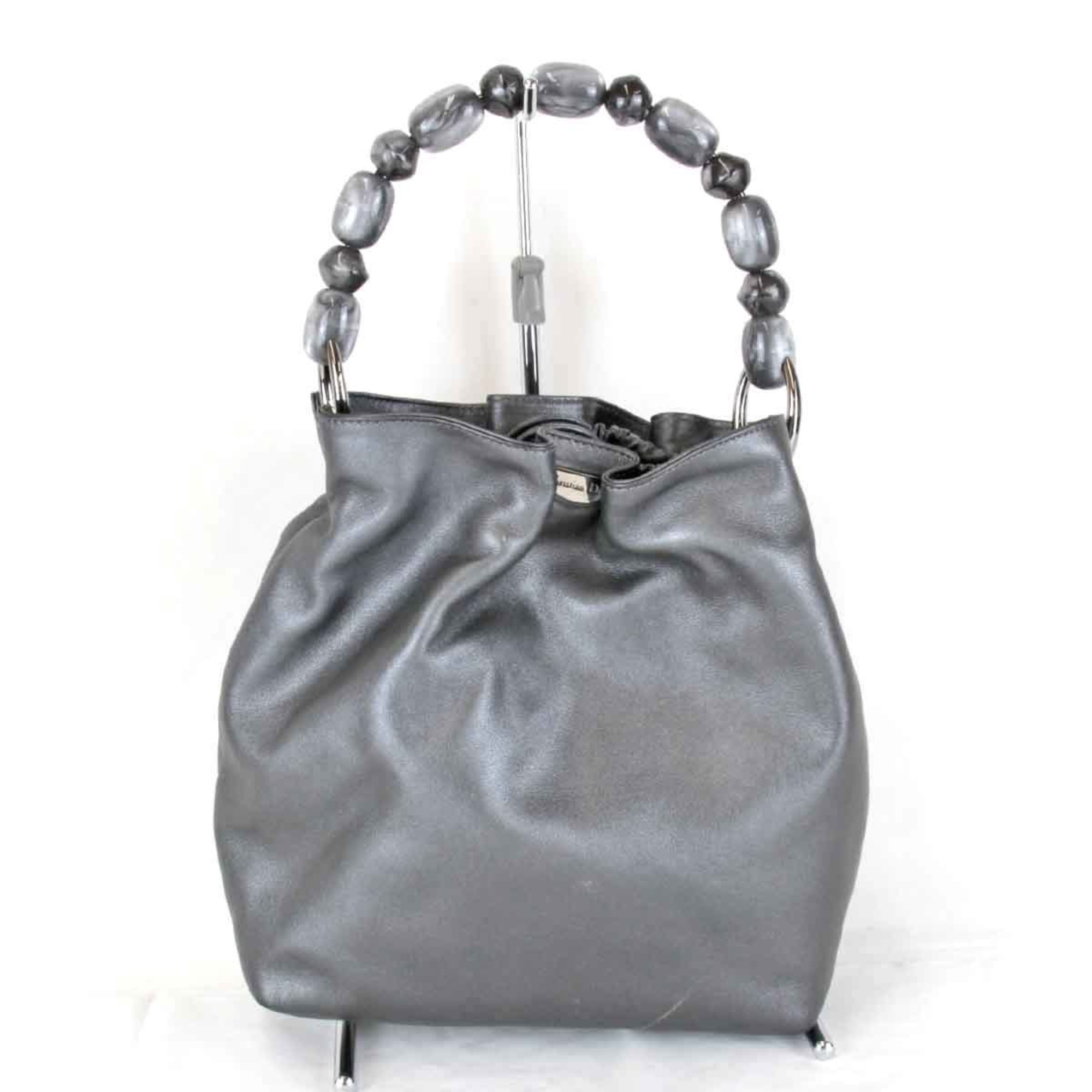 Christian Dior handbag leather grey ladies