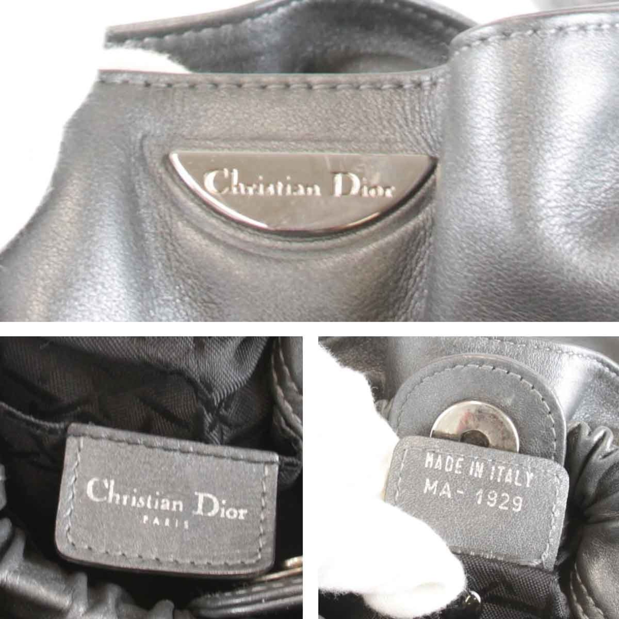 Christian Dior handbag leather grey ladies