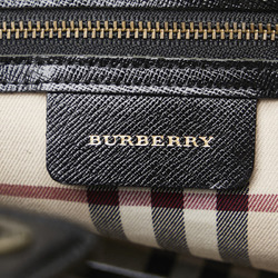 Burberry Nova Check Handbag Tote Bag Black Leather Women's BURBERRY