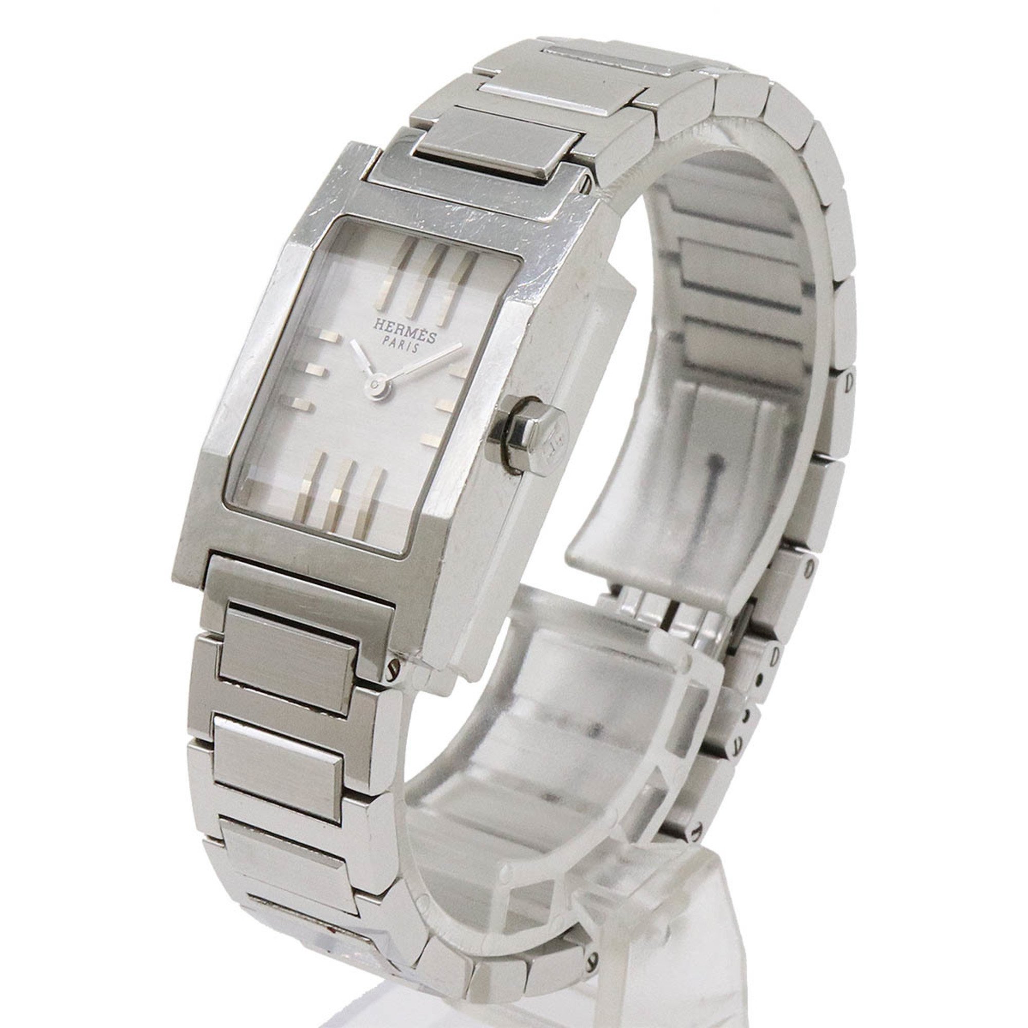 HERMES Tandem Silver Dial SS Ladies Quartz Watch TA1.210