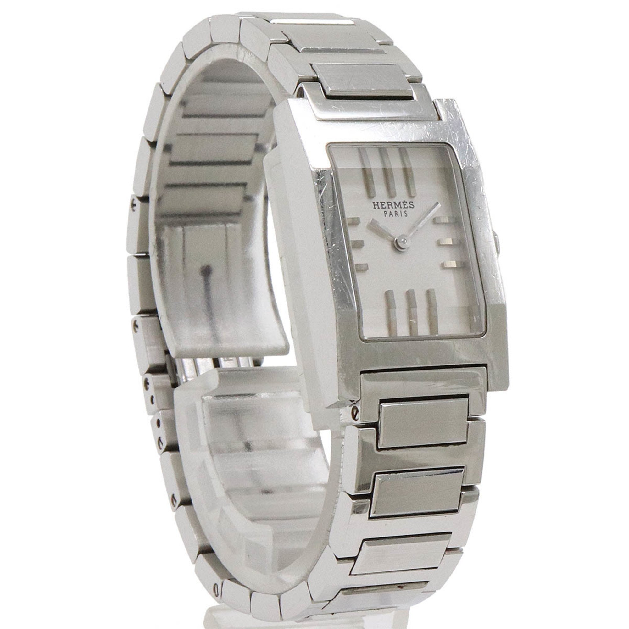 HERMES Tandem Silver Dial SS Ladies Quartz Watch TA1.210