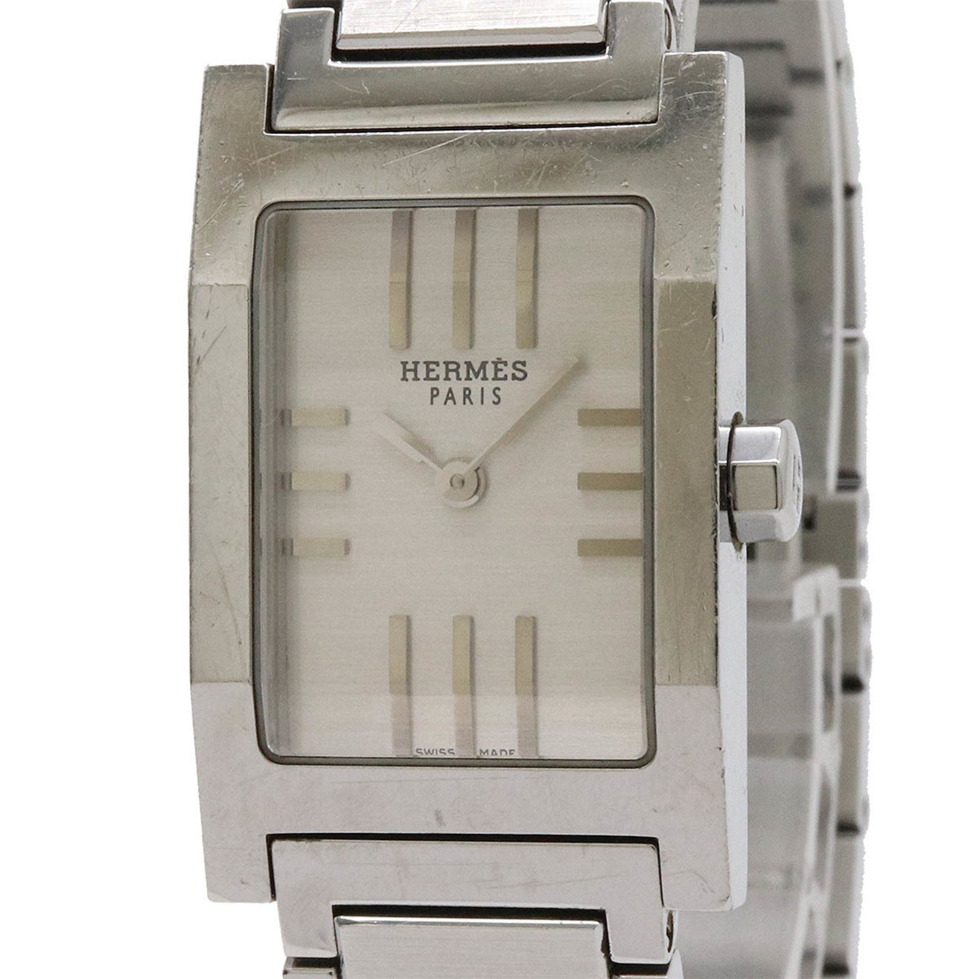 HERMES Tandem Silver Dial SS Ladies Quartz Watch TA1.210