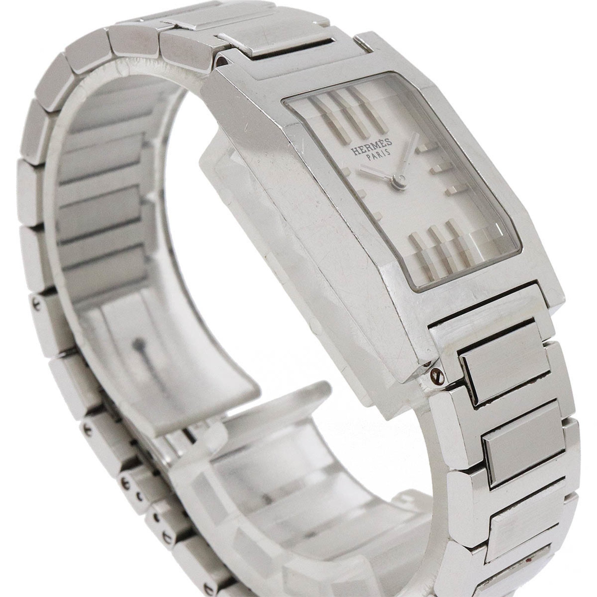 HERMES Tandem Silver Dial SS Ladies Quartz Watch TA1.210