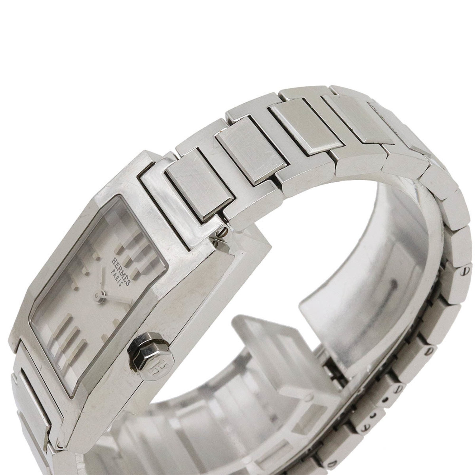 HERMES Tandem Silver Dial SS Ladies Quartz Watch TA1.210