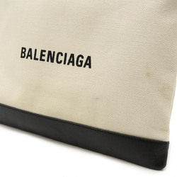 BALENCIAGA NAVY CLIP L Clutch Bag Canvas Leather Natural Black 373840